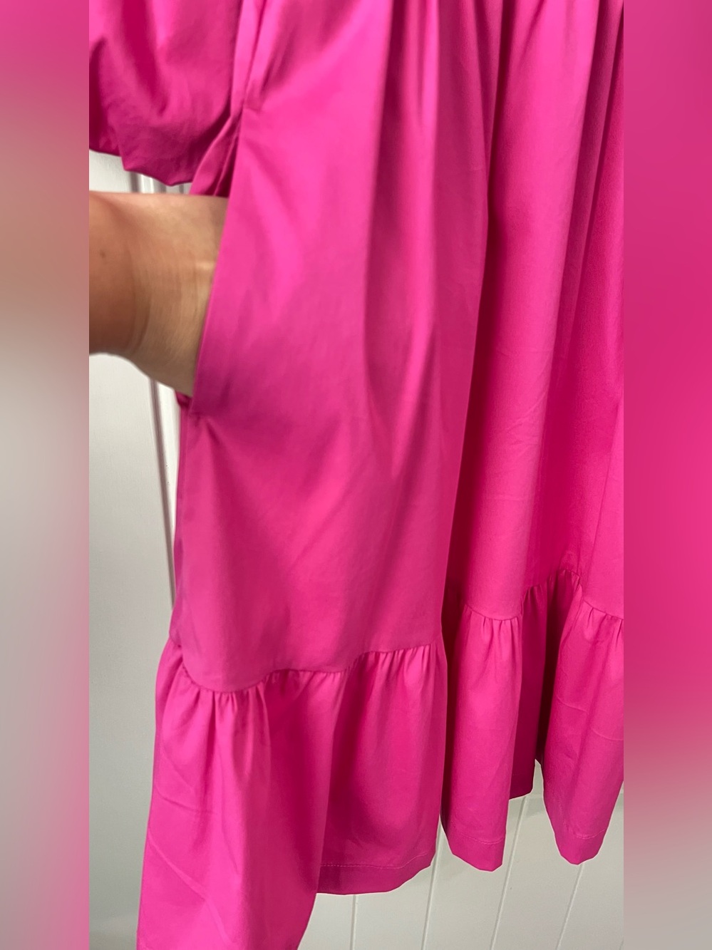 Chico’s Bahamian Pink Balloon Sleeve Tiered Dress Size 1 US 8 - Picture 11 of 13